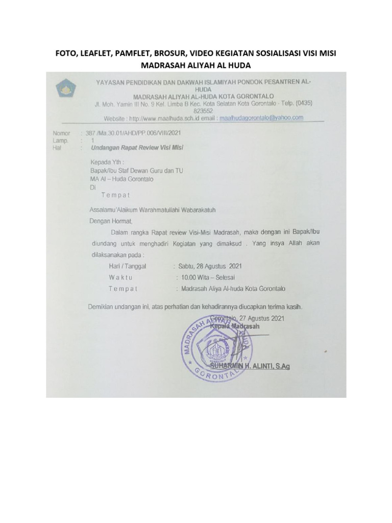 24-23 Foto Leaflet Pamflet Brosur Video Kegiatan Sosialisasi Visi Misi