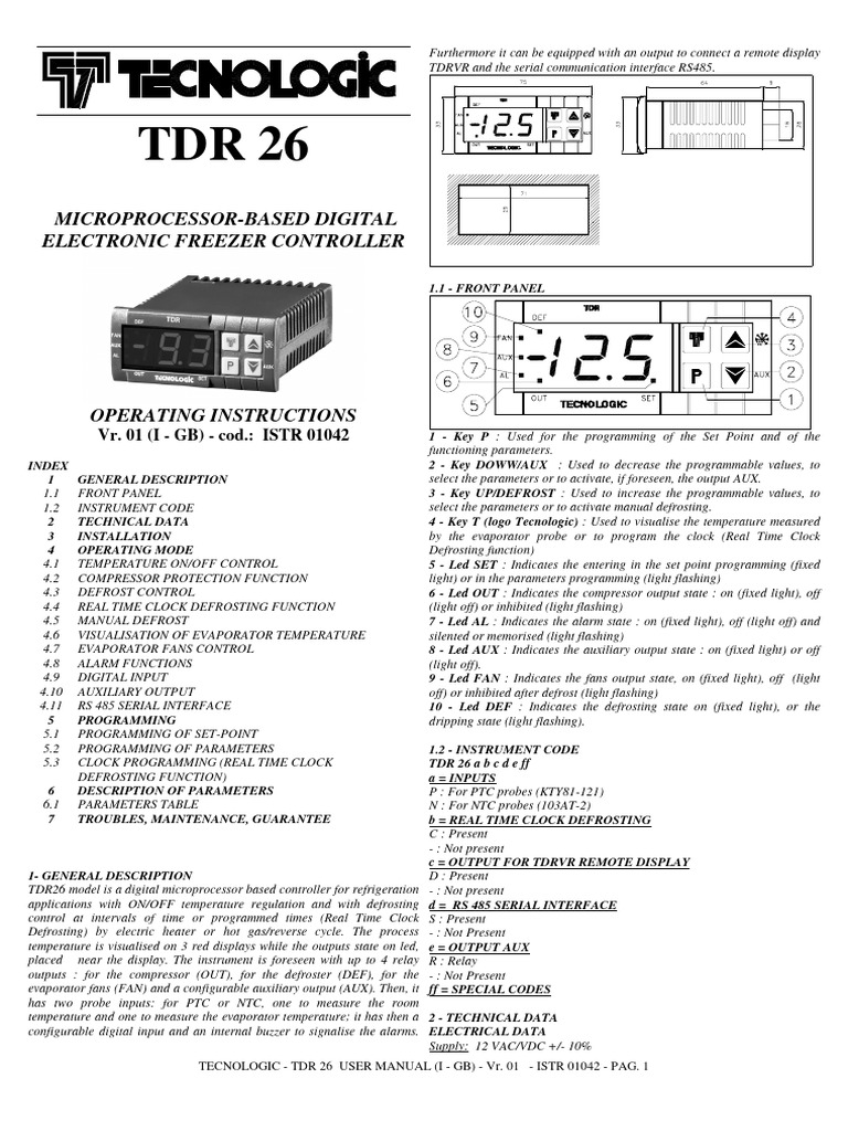 TDR 26 Digital Freezer Controller Manual | PDF | Manufactured Goods ...