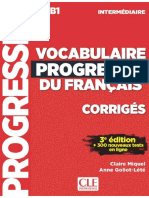Vocabulaire Progressif Du Français Niveau Intermédiaire 3e Edition Corrigés