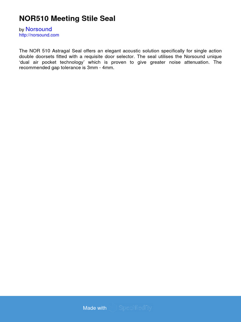 NOR510 Meeting Stile Seal by Norsound - SpecifiedBy Datasheet | PDF