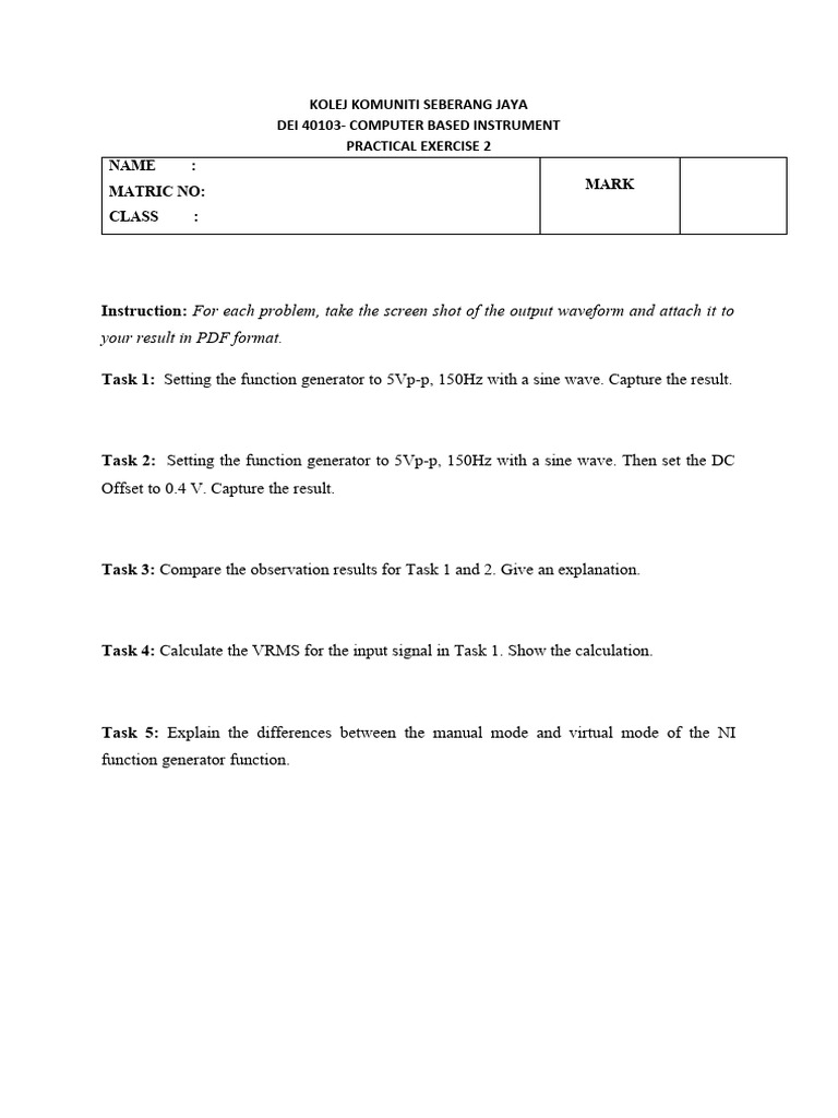 Computer-Based Instrument Tasks | PDF