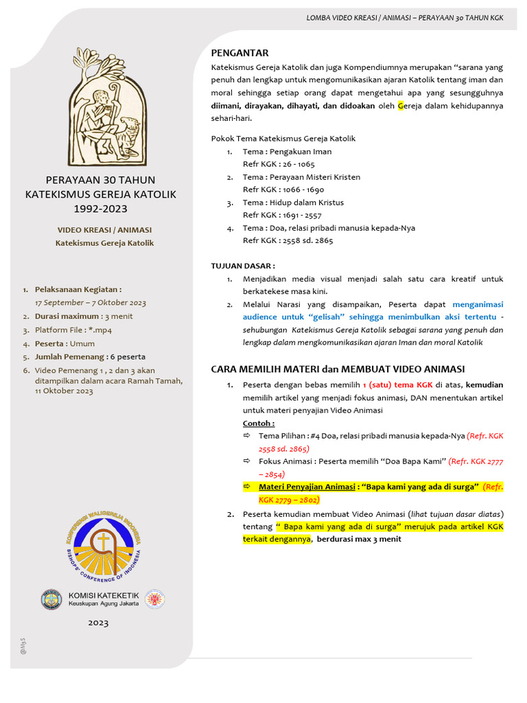FINAL TOR Lomba Video Kreasi KGK 2023 | PDF