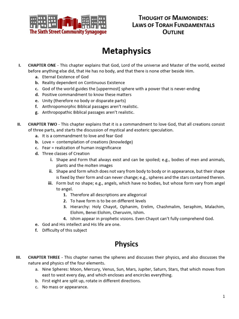 Code Hilkhot Yesodei Hatorah Outline | PDF | Angel | Religious Belief ...
