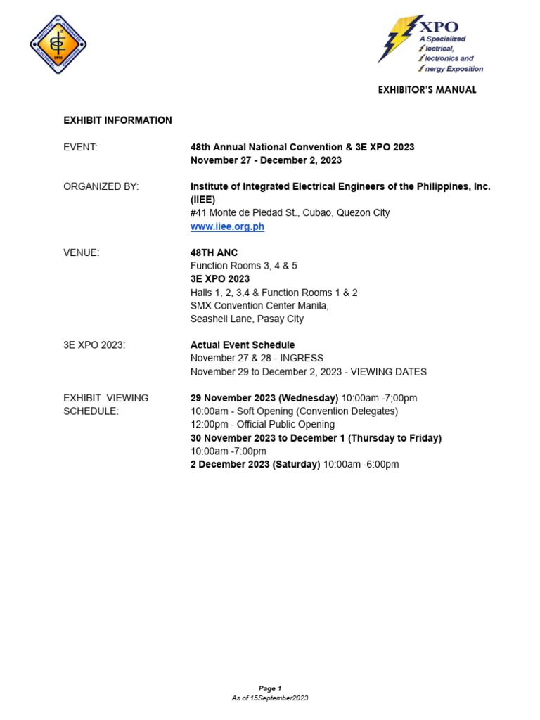 Exhibitors Manual | PDF
