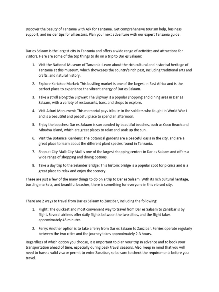 Discover The Beauty of Tanzania With Ask For Tanzania PDF Tanzania