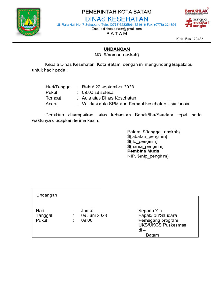 Surat Undangan Pertemuan Lansia 2023 Floren | PDF