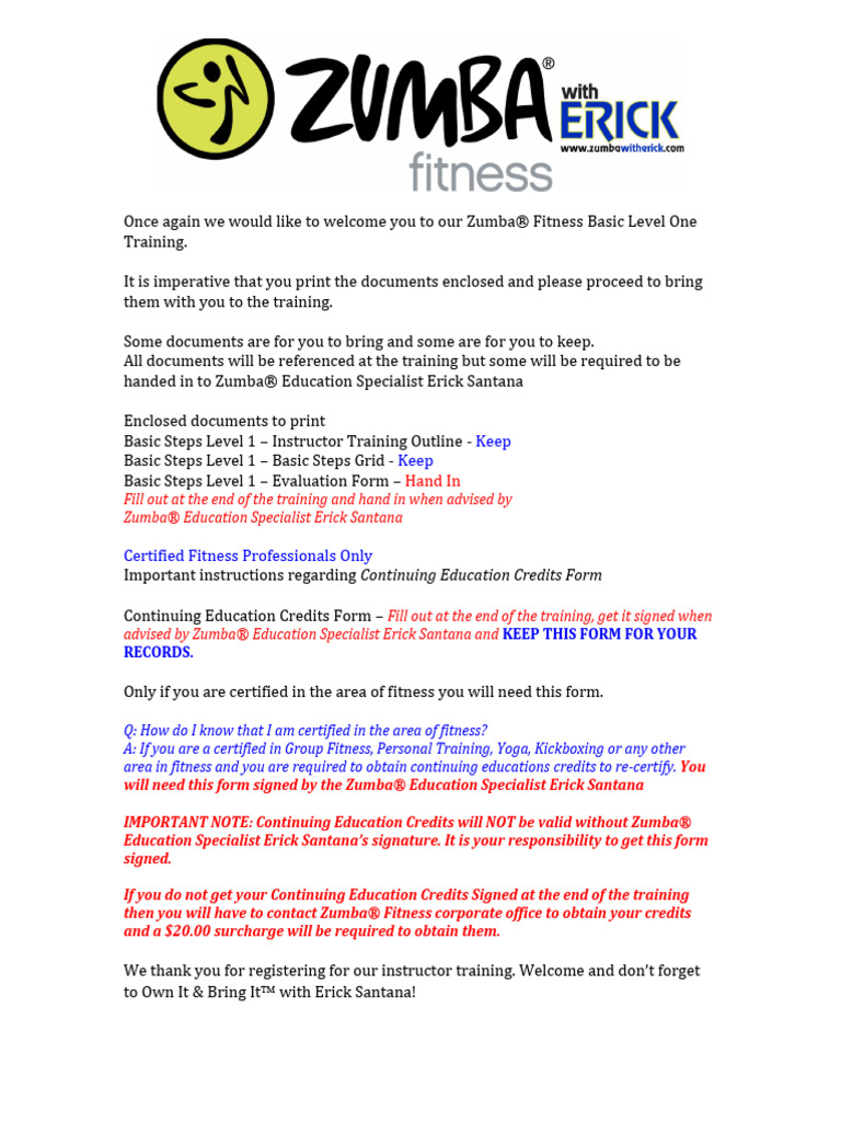 Zumba steps guideline pdf