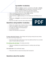 Sentences Using Weather Vocabulary