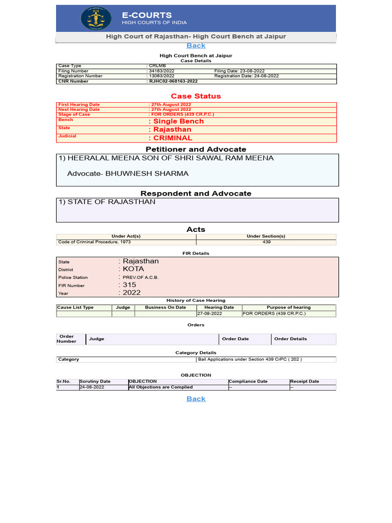 Case Status Search by Case Number PDF