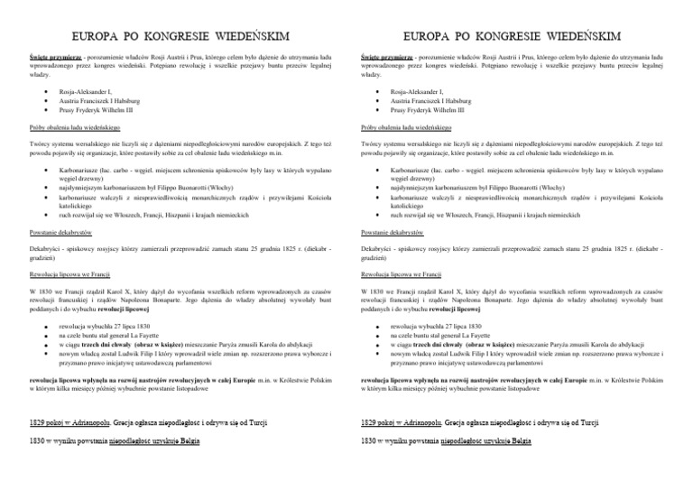 Europa Po Kongresie Wiedeńskim Sprawdzian Klasa 7 Odpowiedzi Pdf EUROPA PO KONGRESIE WIEDEŃSKIM | PDF