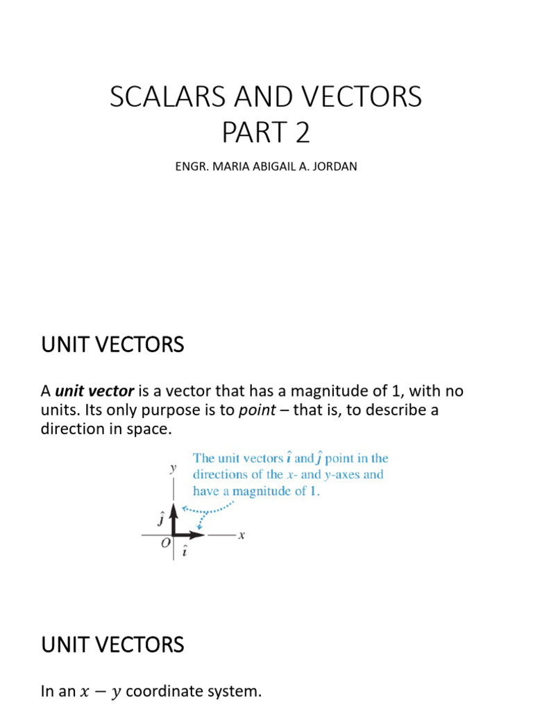 Scalars and Vectors Part 2 | PDF | Euclidean Vector | Cartesian ...