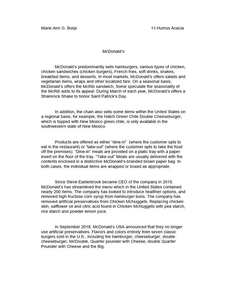 Mcdonalds | PDF