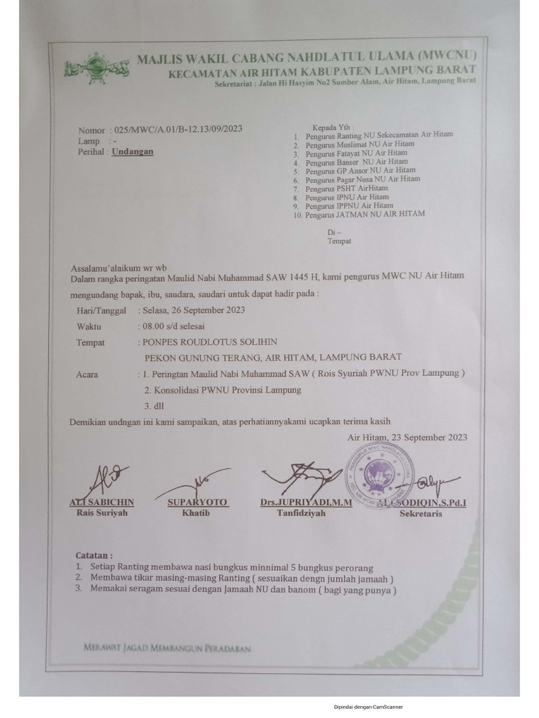 Undangan NU Pengajian | PDF