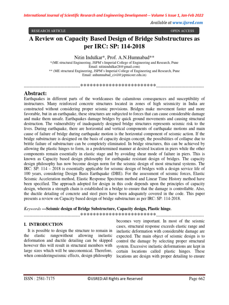 Capacity Based Design for Bridge Substructures | PDF