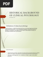 Historical Background of Clinical Psychology