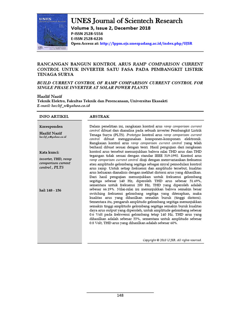 Rancangan Bangun Kontrol Arus Ramp Comparison Current Control Untuk