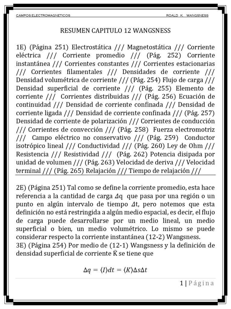 RESUMEN CAPITULO 12 WANGSNESS | PDF | Corriente eléctrica ...