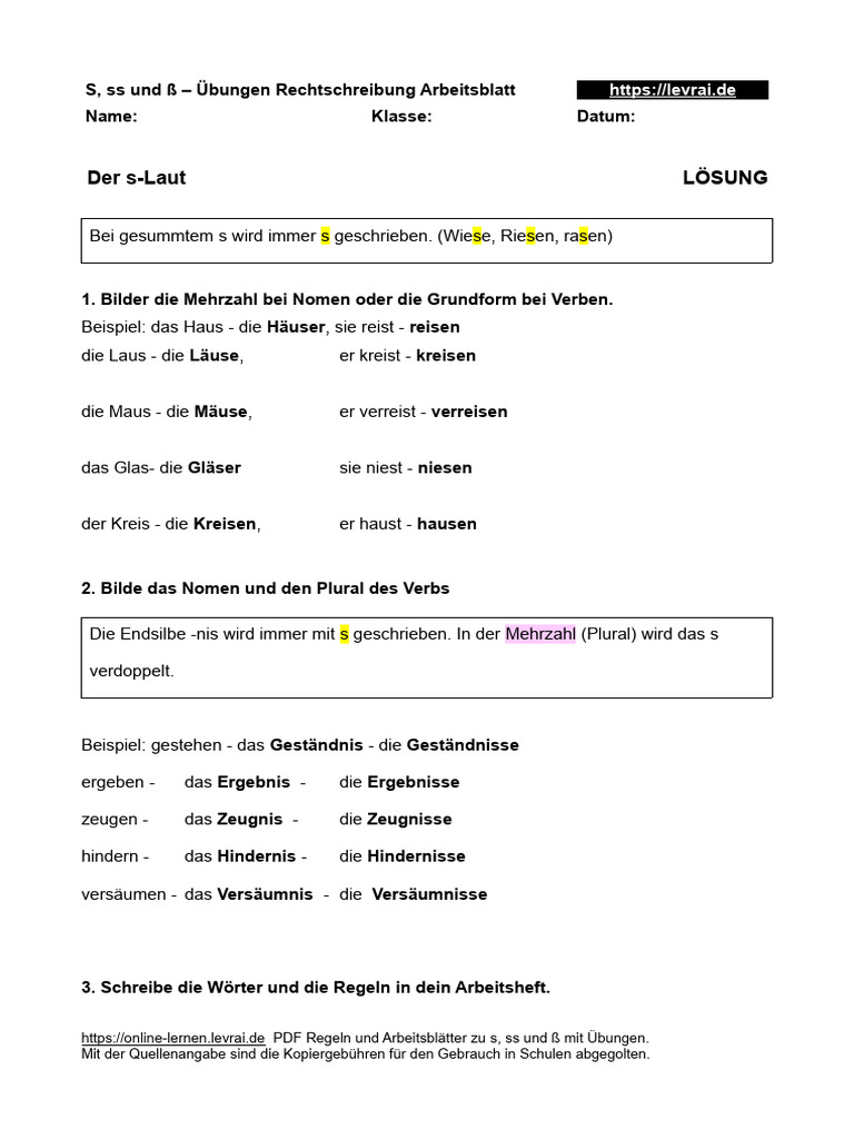 Der S-Laut Lösung : Diktat: Der reiche Reisende – NAVTFV