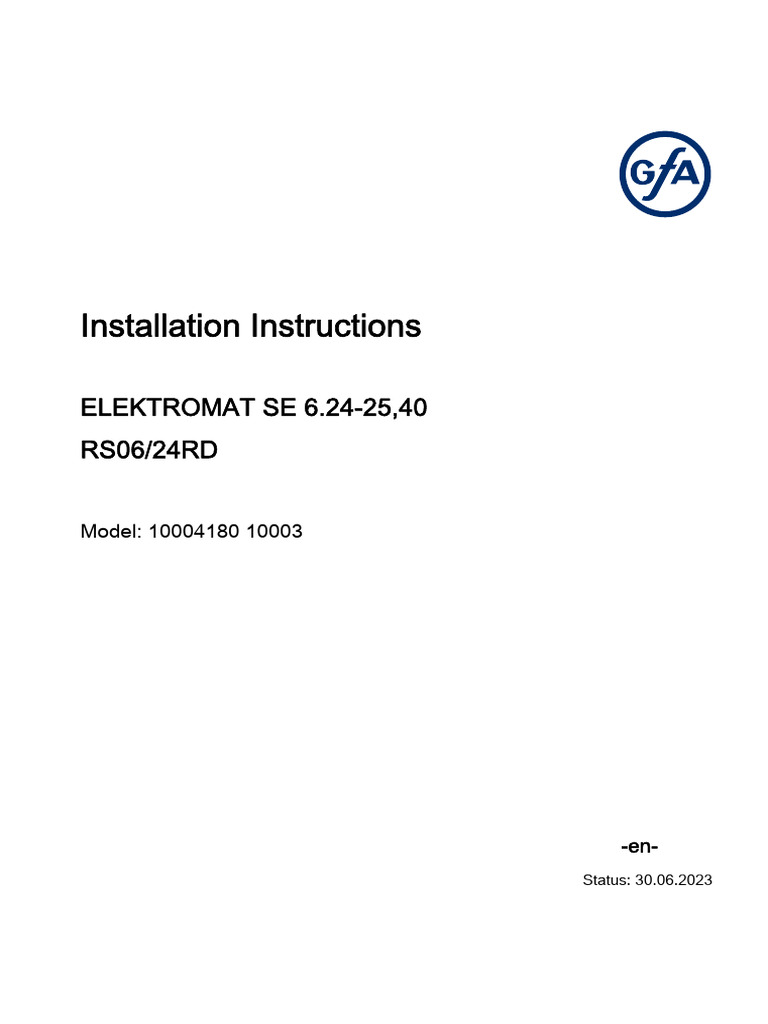 Installation Guide for ELEKTROMAT SE 6.24-25 | PDF | Technology ...