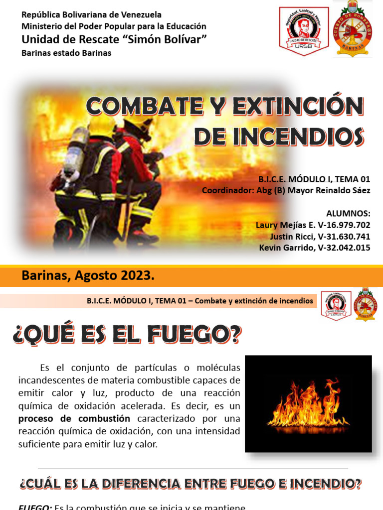 B.I.C.E. I - 01 - Combate y Extinción de Incendios | PDF | Combustión ...