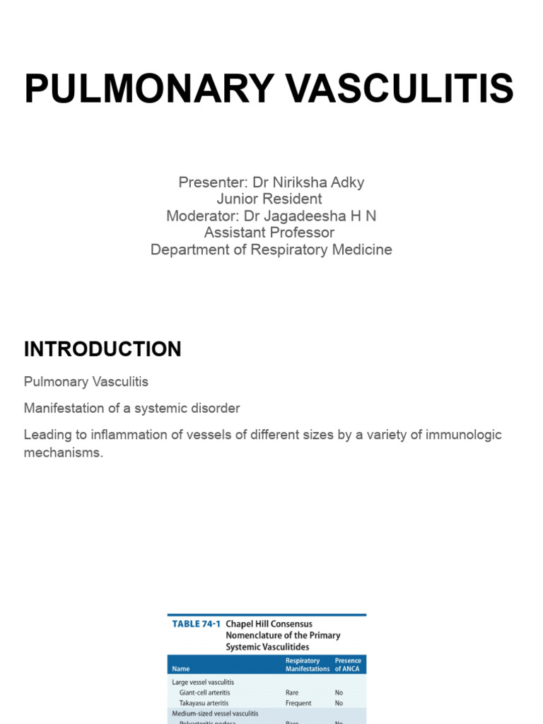 Information On Secondary Pulmonary Vasculitis