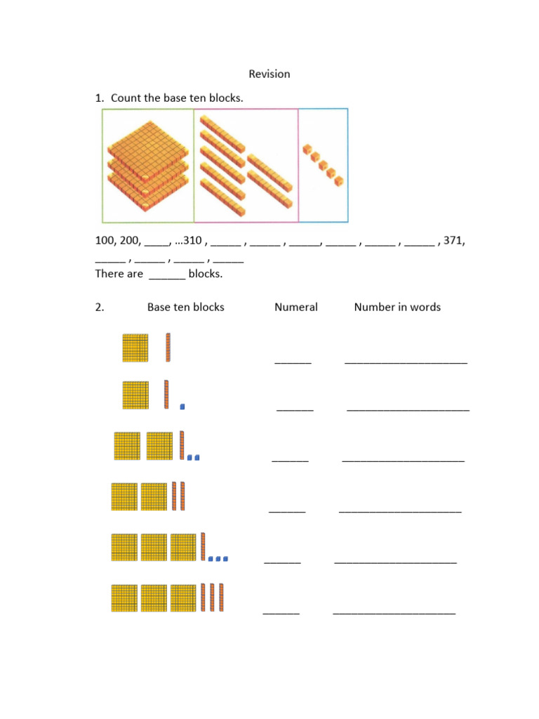 Revision 1 for year 2 maths pdf