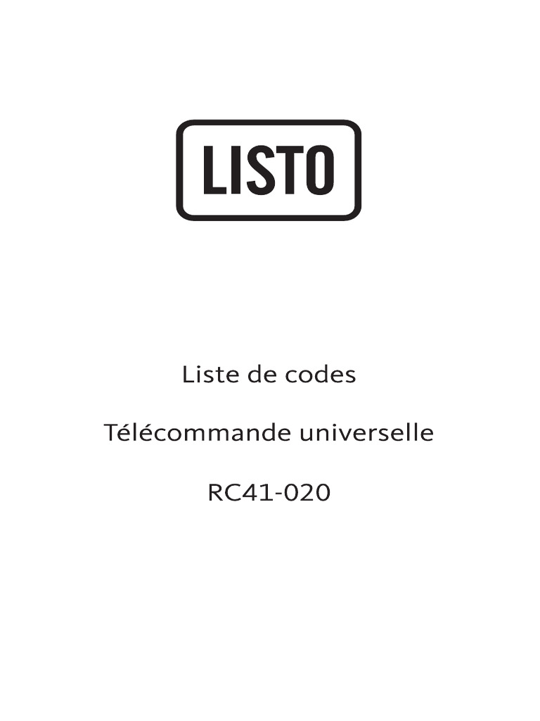 Codes de télécommande universelle | PDF