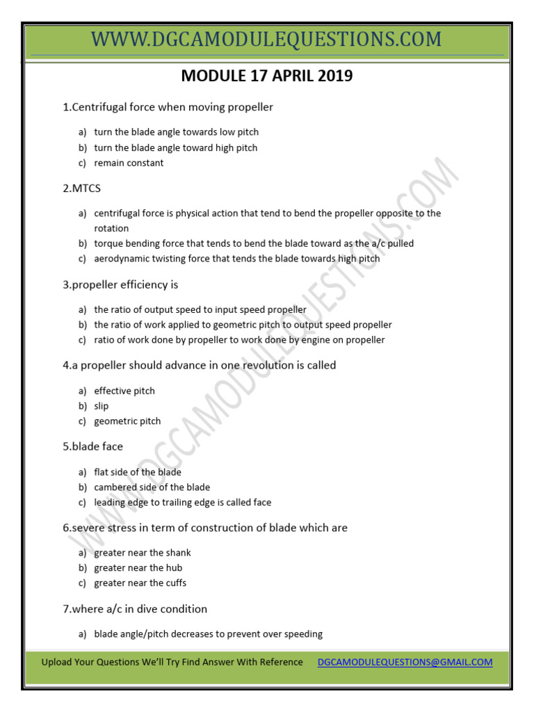 Module 17 Session April 2019 | PDF | Propeller | Engines