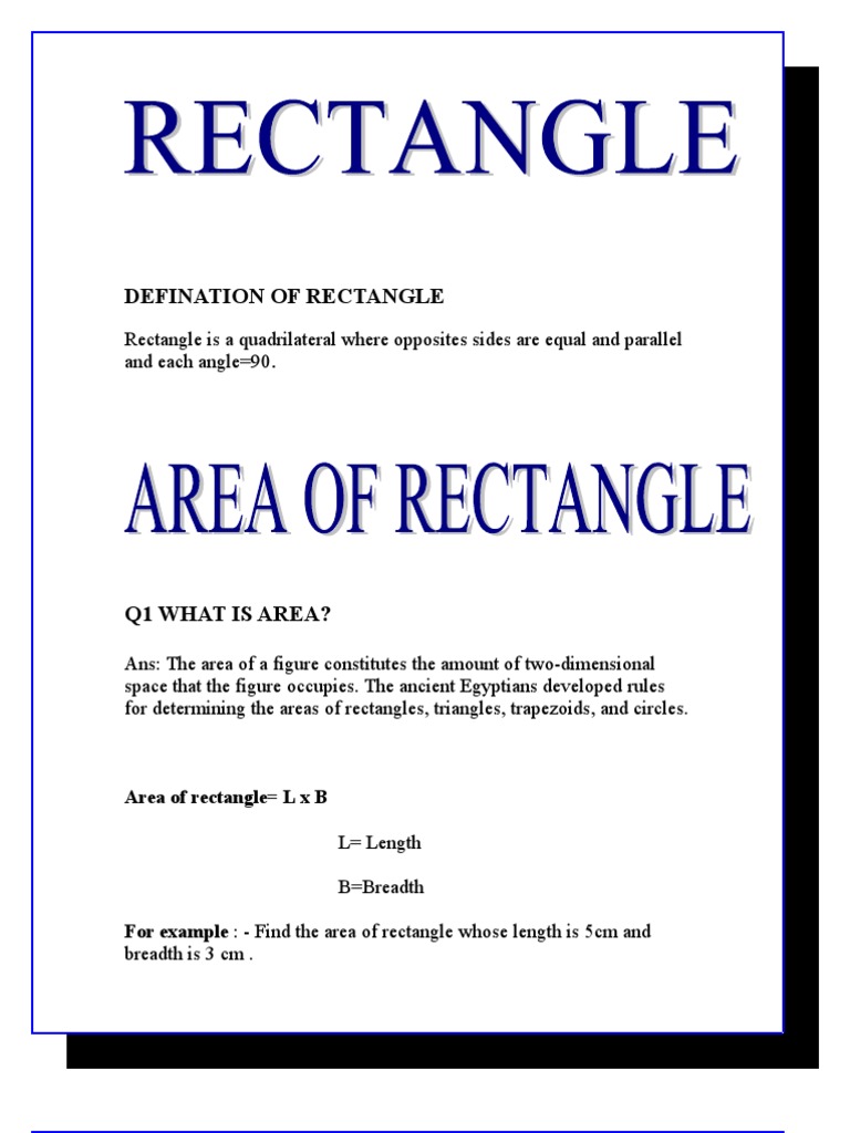 Rectangle Area and Perimeter Explained | PDF