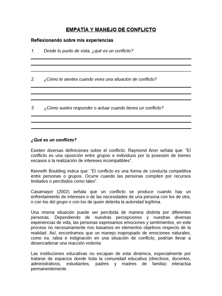Empatia y Manejo de Conflictos | PDF | Las emociones | Empatía