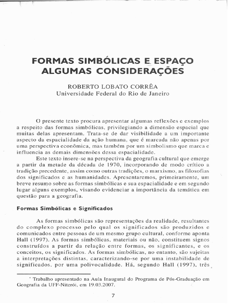 Vista Do Formas Simbólicas e Espaço - Algumas Considerações | PDF