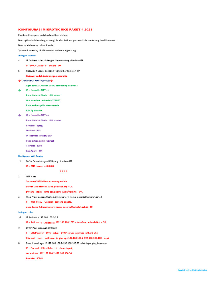 Konfigurasi Mikrotik | PDF