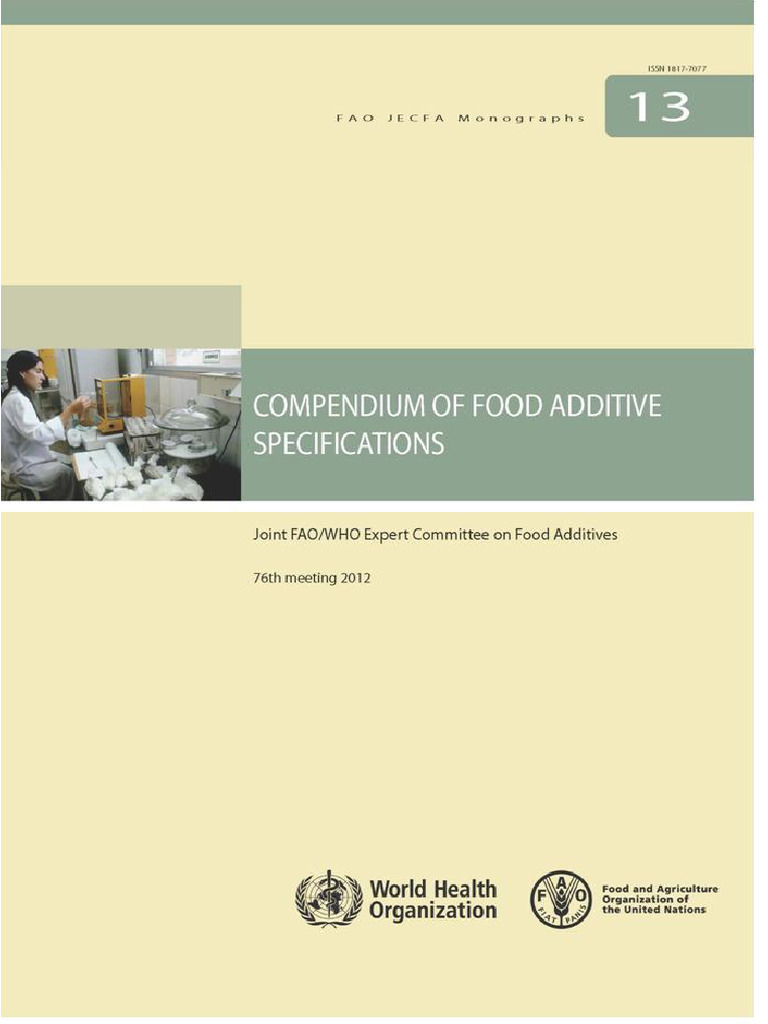 Codex Compendium of Food Additive Specifications PDF Solubility