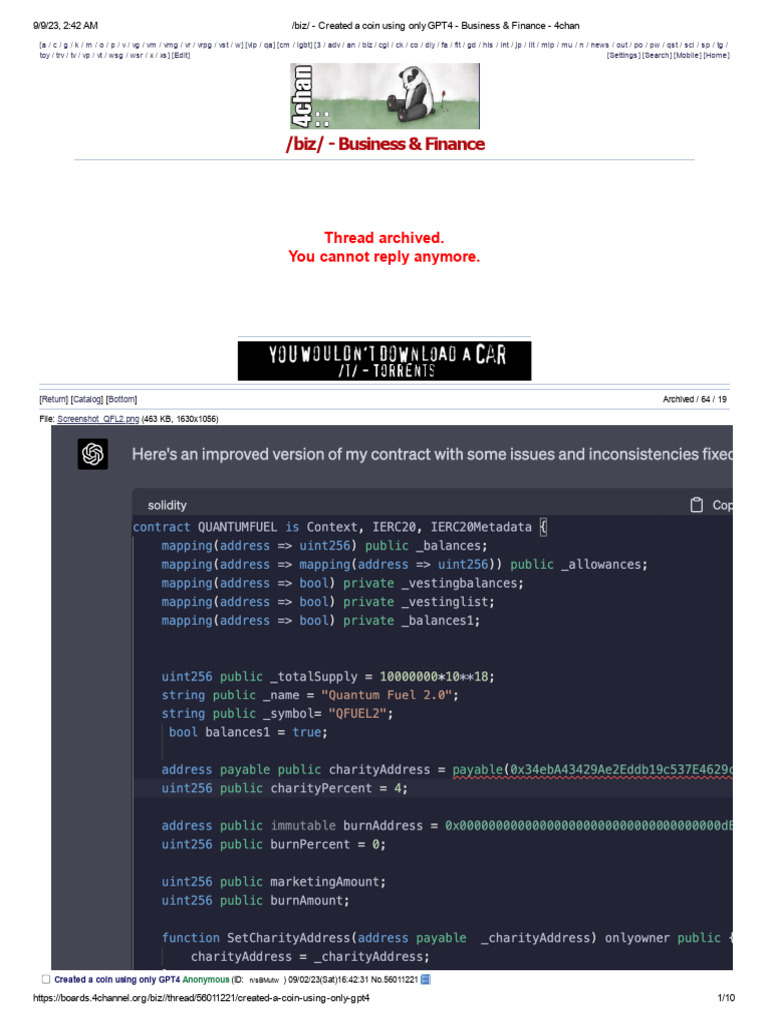 Biz - Created A Coin Using Only GPT4 - Business & Finance - 4chan | PDF |  Computing