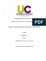 Desarrollo Sustentable Semana 2. Pensamiento Económico, Social, Político y Sistema Natural Mapa Conceptual y Preguntas