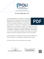 Acta de Grado Núm. 593: El Rector Juan Fernando Montañez Marciales Secretario General Jaime Sarmiento Martinez