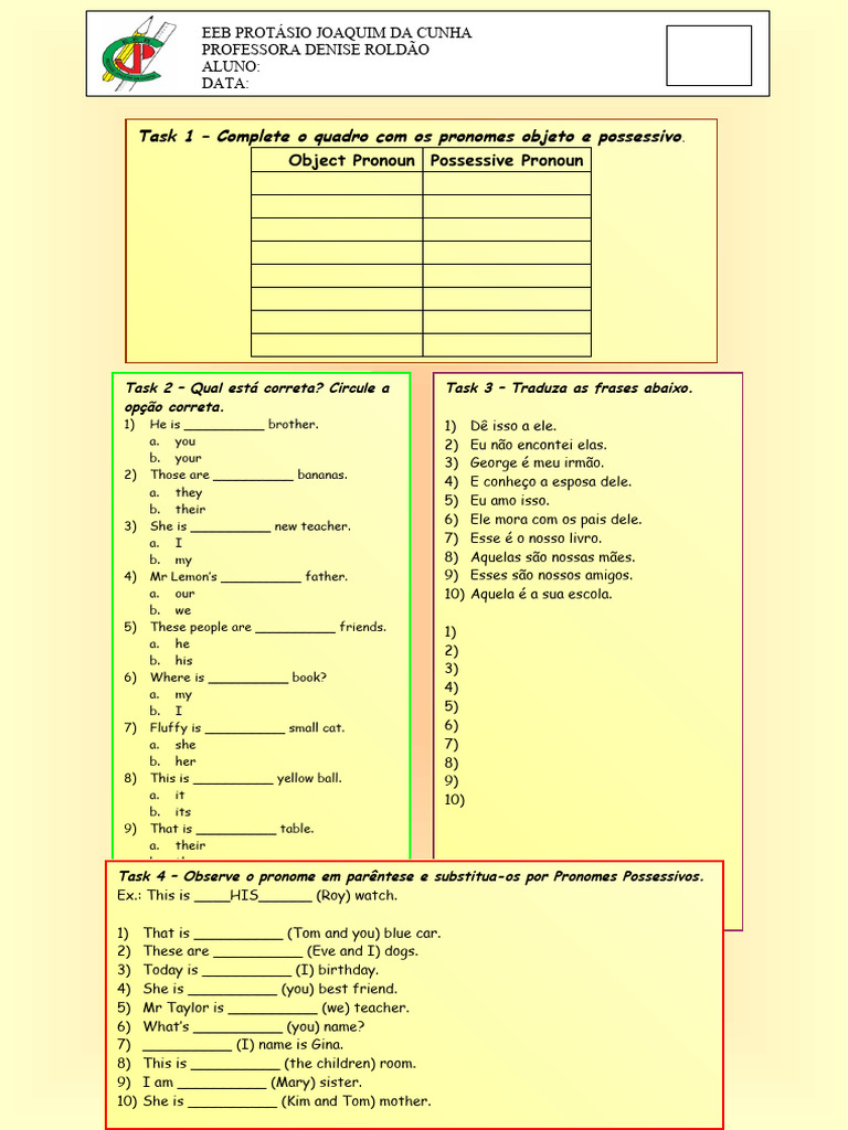 Possessive Adjectives With The Verb To Be | PDF | Morphology | Language ...