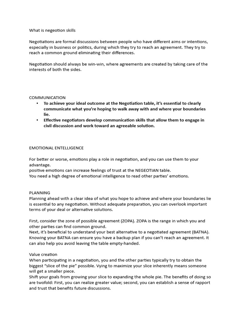 What Is Negotiation Skills Pdf Negotiation Psychology