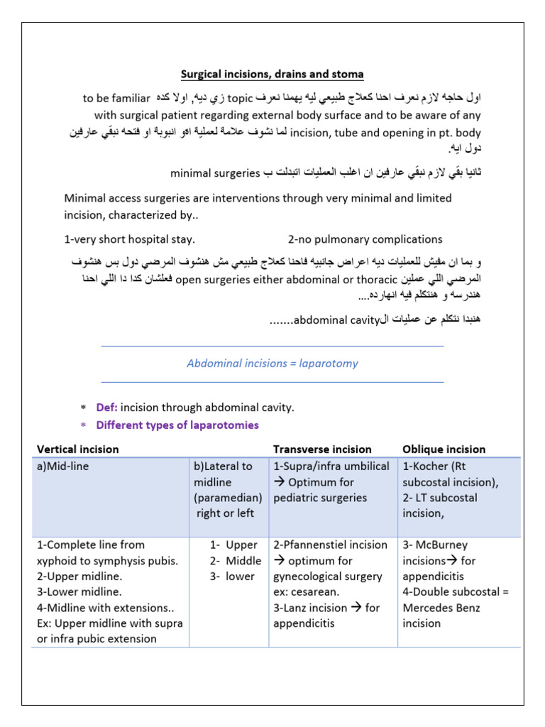 Types of Abdominal Surgical Incisions | PDF | Abdomen | Aorta