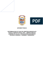 Informe Técnico Del Regimen Tributario de Los Arbitrios 2022 PDF