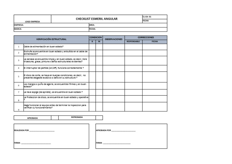 Checklist Esmeril Angular | PDF