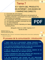 Tema 7: Promoción Y Venta Del Producto. Marketing en Internet, Con Bases de Datos Y Marketing Directo