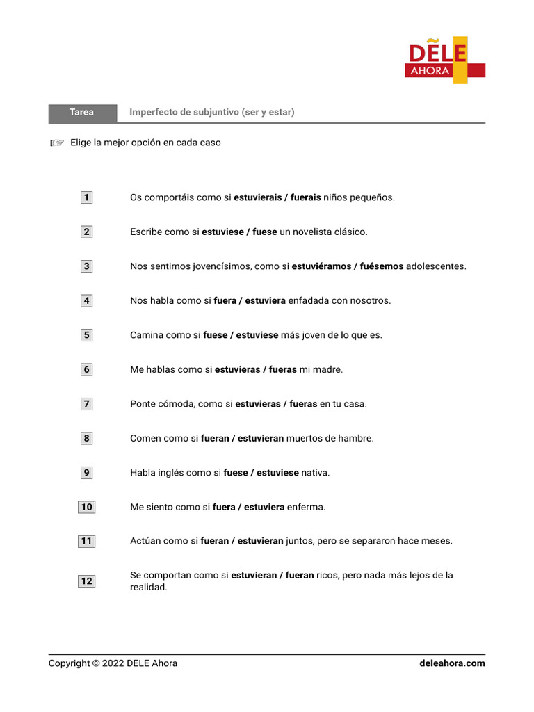Imperfecto de Subjuntivo Ser y Estar | PDF