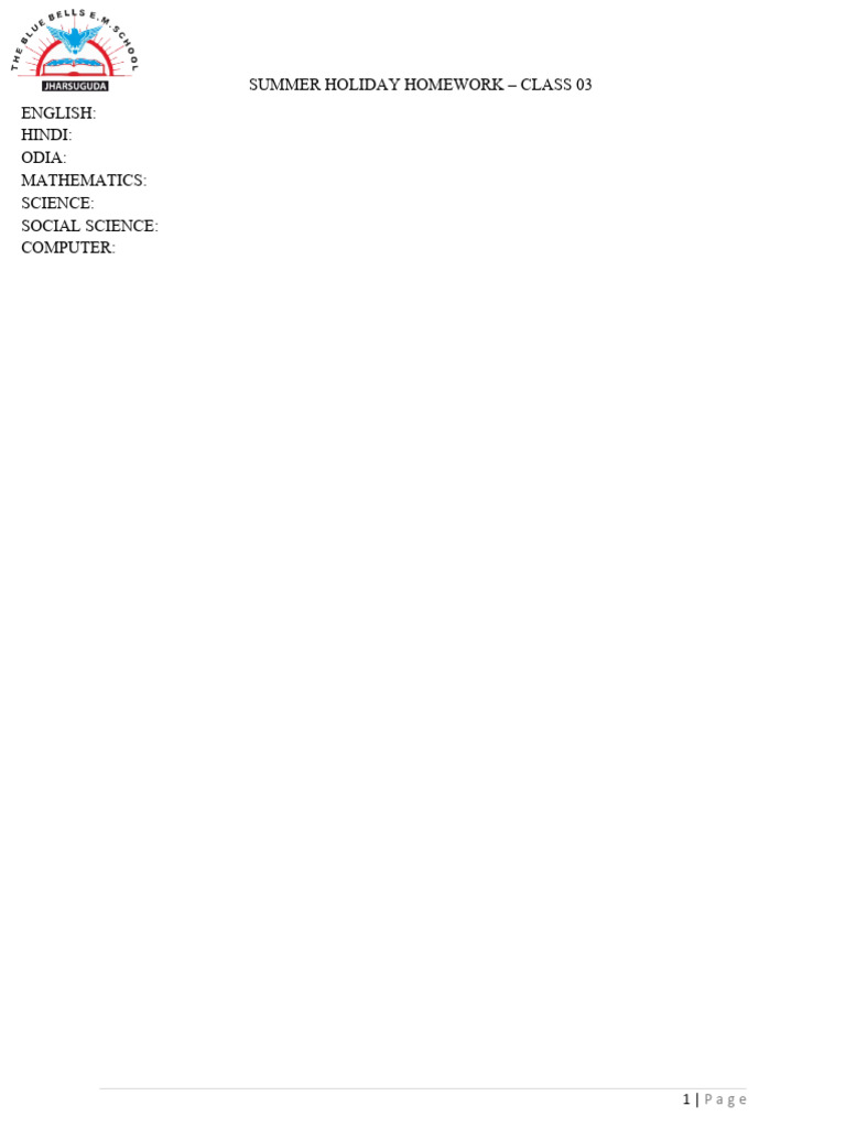 Home Work Format - Class 3 | PDF
