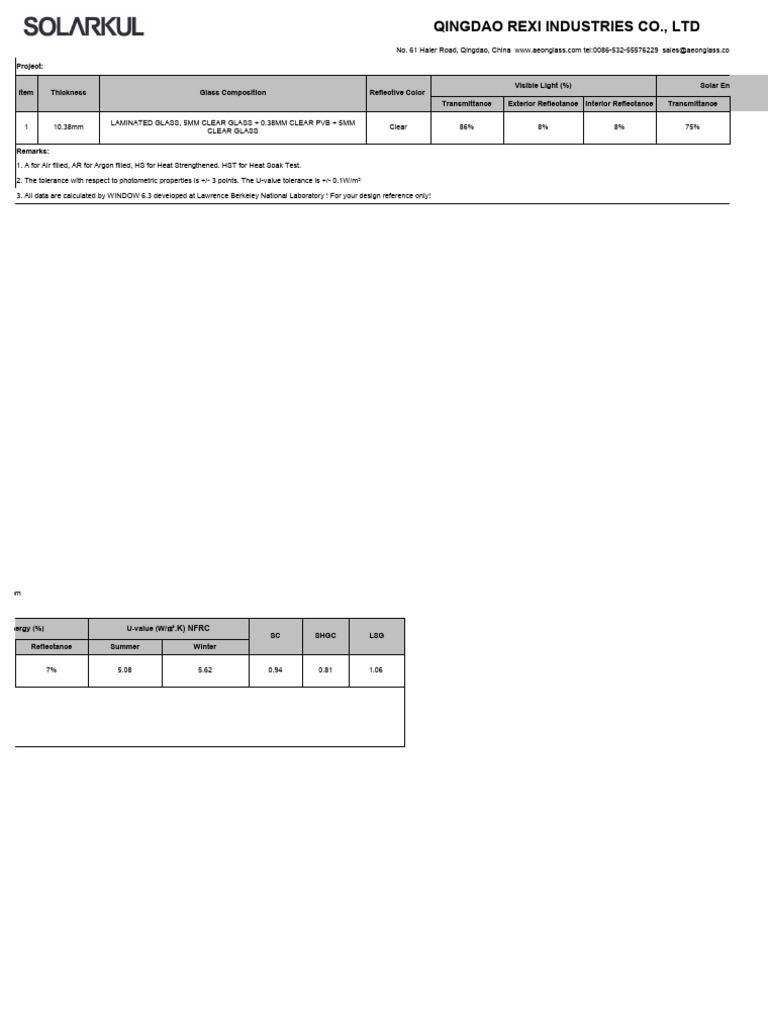 10.38mm Laminated Glass Specifications | PDF | Technology & Engineering