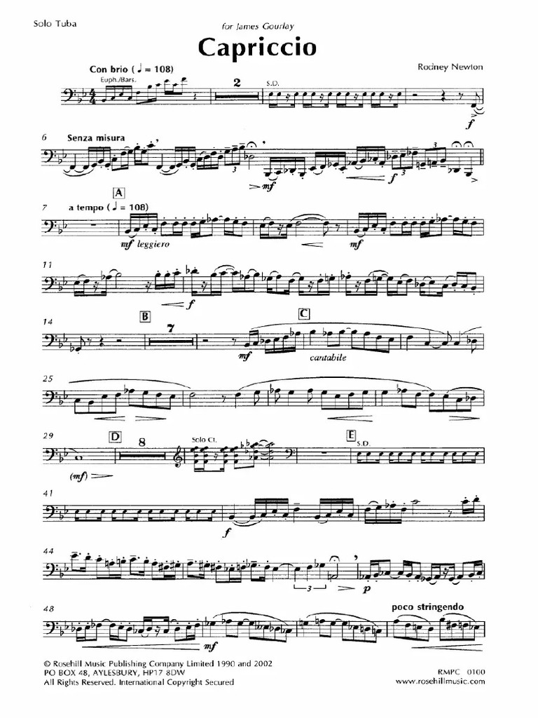 Capriccio/Rodney Newton チューバソロ曲 楽譜 未使用 R.Newton Capriccio | PDF
