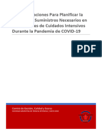 Recomendaciones para Planificar La Gestión de Suministros Necesarios en Las Unidades de Cuidados Intensivos Durante La Pandemia de COVID-19