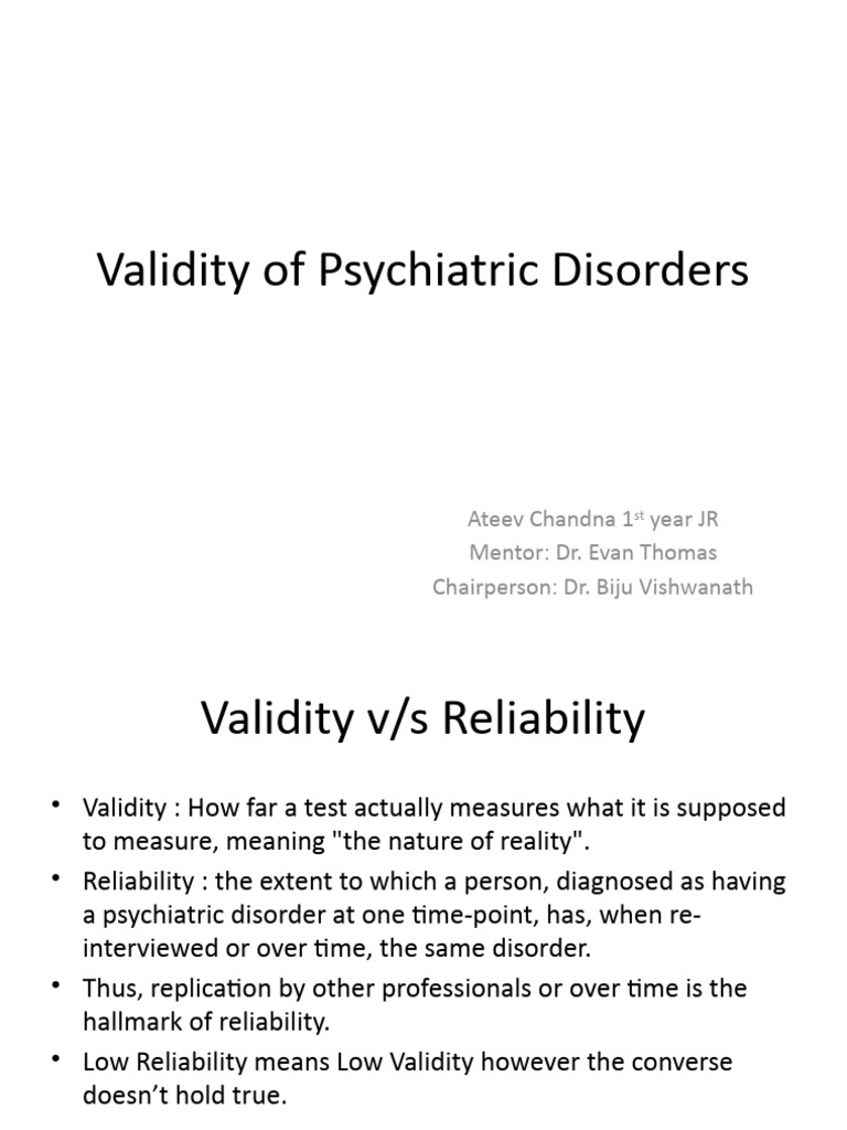 Understanding Psychiatric Validity | PDF | Mental Disorder | Validity ...