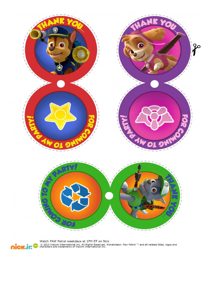 PAW Patrol Lollipop Wrappers Templates Nick Jr. PDF