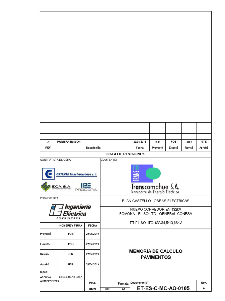 ET-ES-C-MC-AO-0105-A Memoria de Cálculo. Pavimentos de Hormigón | PDF